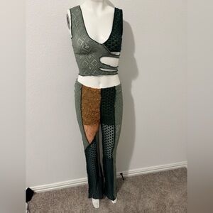 Green and Orange Cutout Knit Set